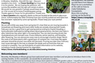 Back page of our newsletter with images and text